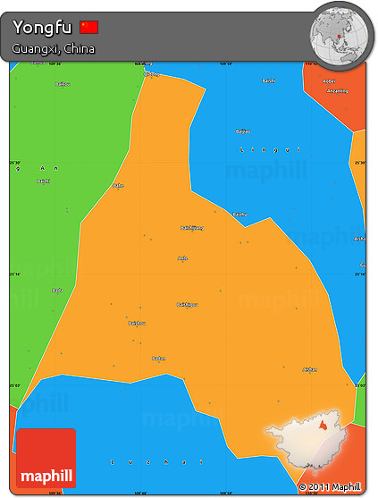 Political Simple Map of Yongfu