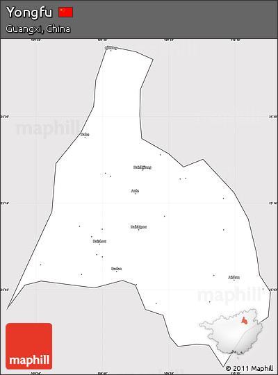 Silver Style Simple Map of Yongfu, cropped outside