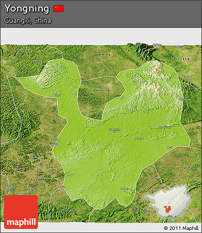 Physical 3D Map of Yongning, satellite outside