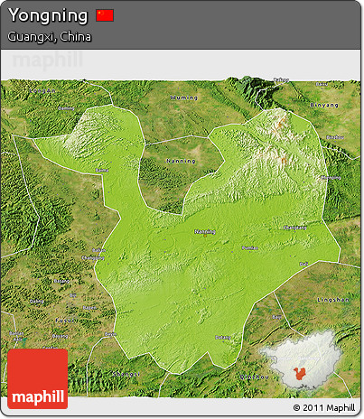 Physical 3D Map of Yongning, satellite outside