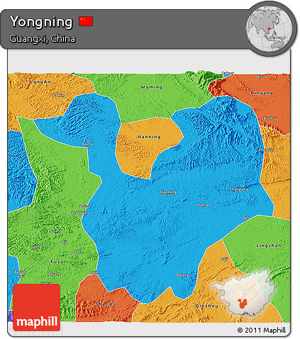 Political 3D Map of Yongning