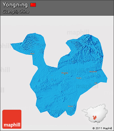 Political 3D Map of Yongning, single color outside