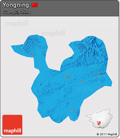 Political 3D Map of Yongning, single color outside