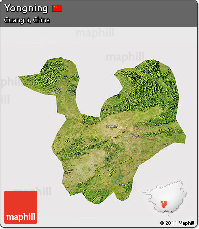 Satellite 3D Map of Yongning, cropped outside