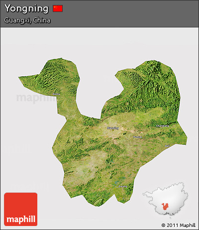 Satellite 3D Map of Yongning, cropped outside
