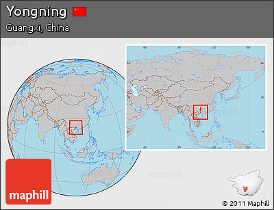 Gray Location Map of Yongning, within the entire country