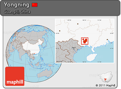 Gray Location Map of Yongning, highlighted country