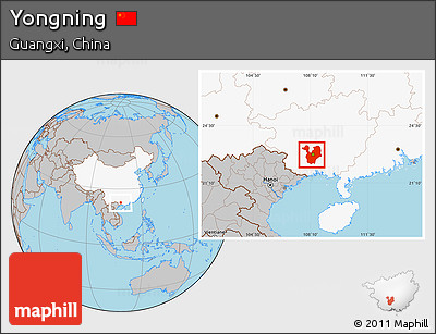 Gray Location Map of Yongning, highlighted country