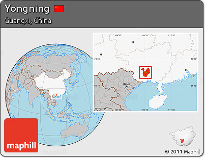 Gray Location Map of Yongning, highlighted country