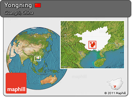 Satellite Location Map of Yongning, highlighted parent region