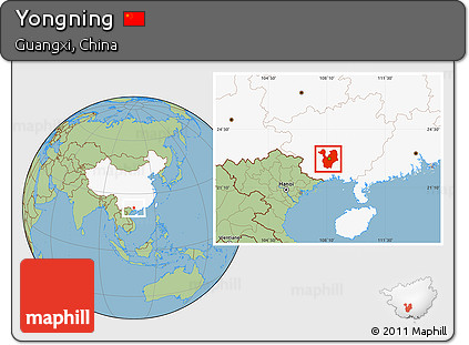Savanna Style Location Map of Yongning, highlighted country