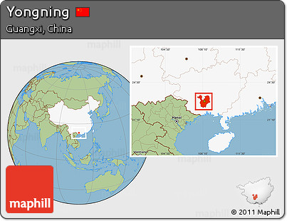 Savanna Style Location Map of Yongning, highlighted country