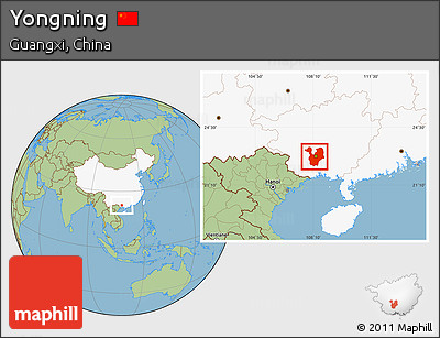 Savanna Style Location Map of Yongning, highlighted country