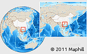 Shaded Relief Location Map of Yongning, highlighted country, within the entire country