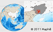 Shaded Relief Location Map of Yongning, highlighted country, highlighted parent region