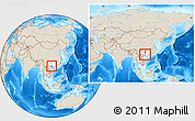 Shaded Relief Location Map of Yongning, highlighted parent region, within the entire country