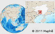 Shaded Relief Location Map of Yongning, highlighted parent region