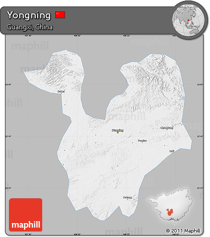 Gray Map of Yongning, single color outside
