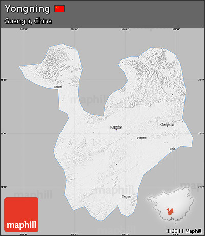 Gray Map of Yongning, single color outside