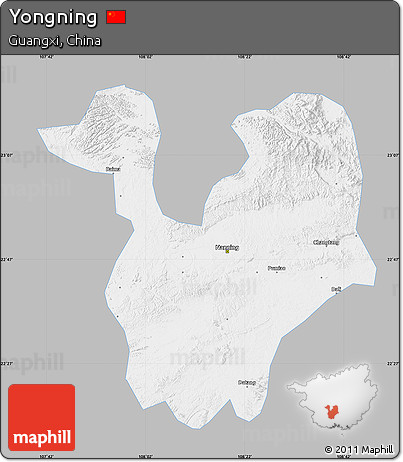 Gray Map of Yongning, single color outside