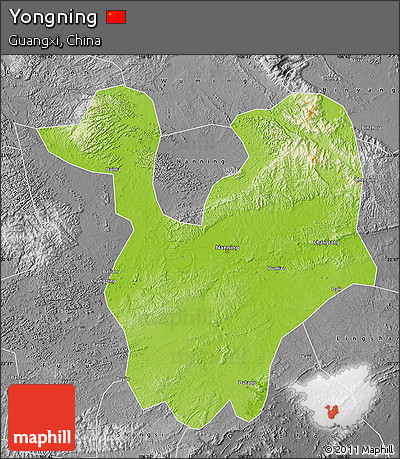 Physical Map of Yongning, desaturated