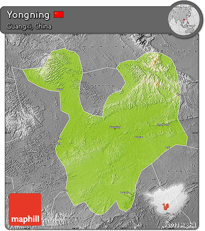 Physical Map of Yongning, desaturated