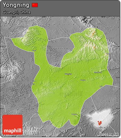 Physical Map of Yongning, desaturated