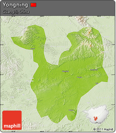 Physical Map of Yongning, lighten