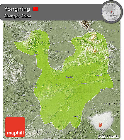 Physical Map of Yongning, semi-desaturated