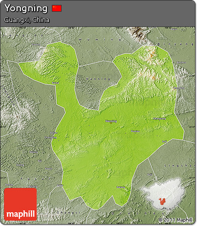 Physical Map of Yongning, semi-desaturated