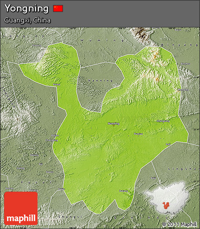 Physical Map of Yongning, semi-desaturated