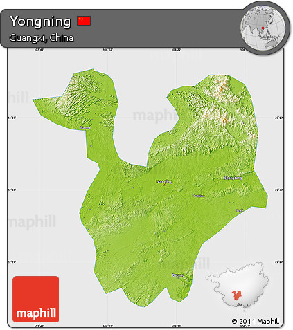 Physical Map of Yongning, single color outside
