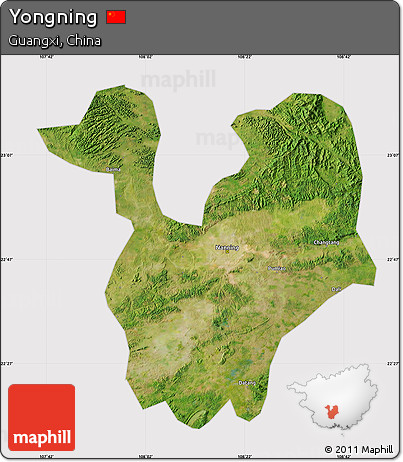 Satellite Map of Yongning, cropped outside