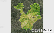 Satellite Map of Yongning, darken, semi-desaturated