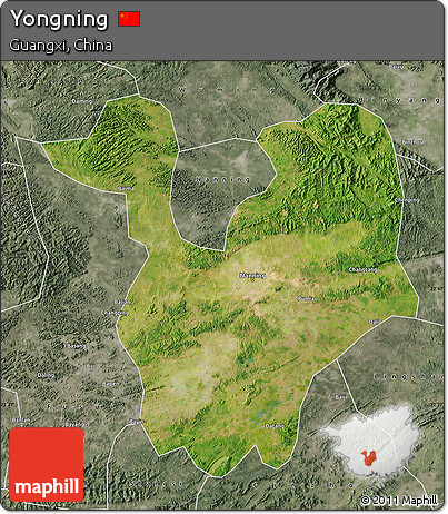 Satellite Map of Yongning, semi-desaturated