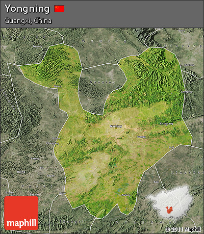 Satellite Map of Yongning, semi-desaturated