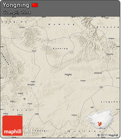 Shaded Relief Map of Yongning
