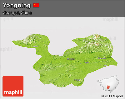 Physical Panoramic Map of Yongning, cropped outside