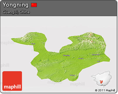 Physical Panoramic Map of Yongning, cropped outside