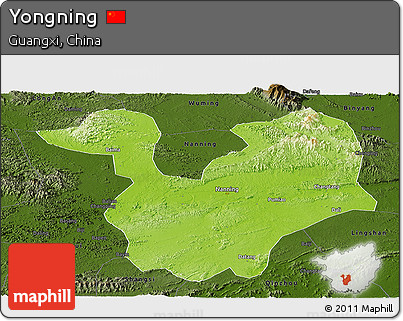 Physical Panoramic Map of Yongning, darken