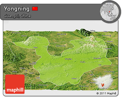 Physical Panoramic Map of Yongning, satellite outside
