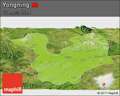 Physical Panoramic Map of Yongning, satellite outside