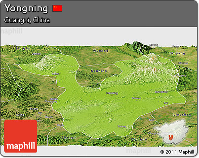 Physical Panoramic Map of Yongning, satellite outside