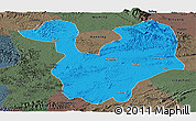 Political Panoramic Map of Yongning, darken, semi-desaturated