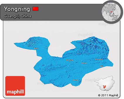 Political Panoramic Map of Yongning, single color outside