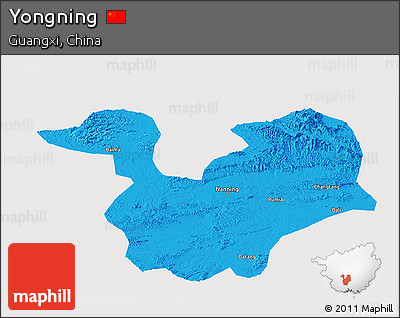 Political Panoramic Map of Yongning, single color outside
