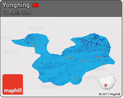 Political Panoramic Map of Yongning, single color outside