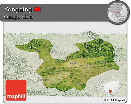Satellite Panoramic Map of Yongning, lighten