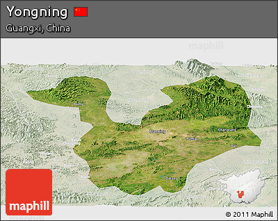 Satellite Panoramic Map of Yongning, lighten