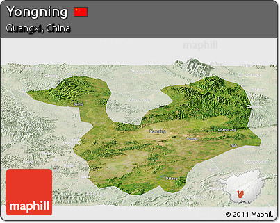 Satellite Panoramic Map of Yongning, lighten